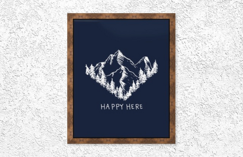 Happy Here Mountain Print